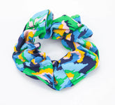 Floral Print Hair Scrunchie - Green